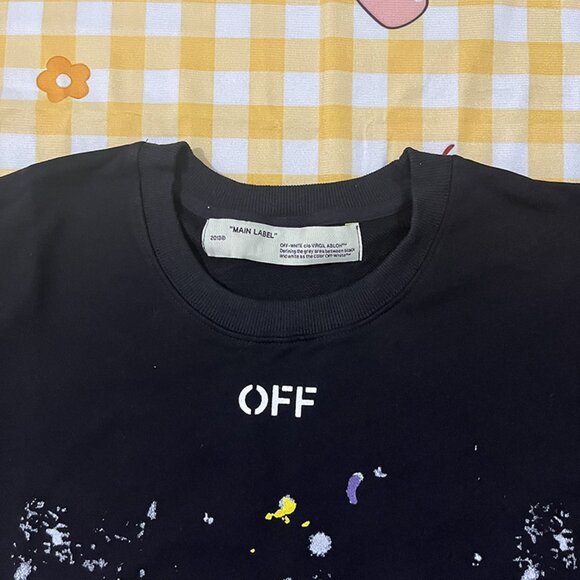 Off-White Black Graffiti-Style Splatter Print Sweatshirt - Picture 2 of 7